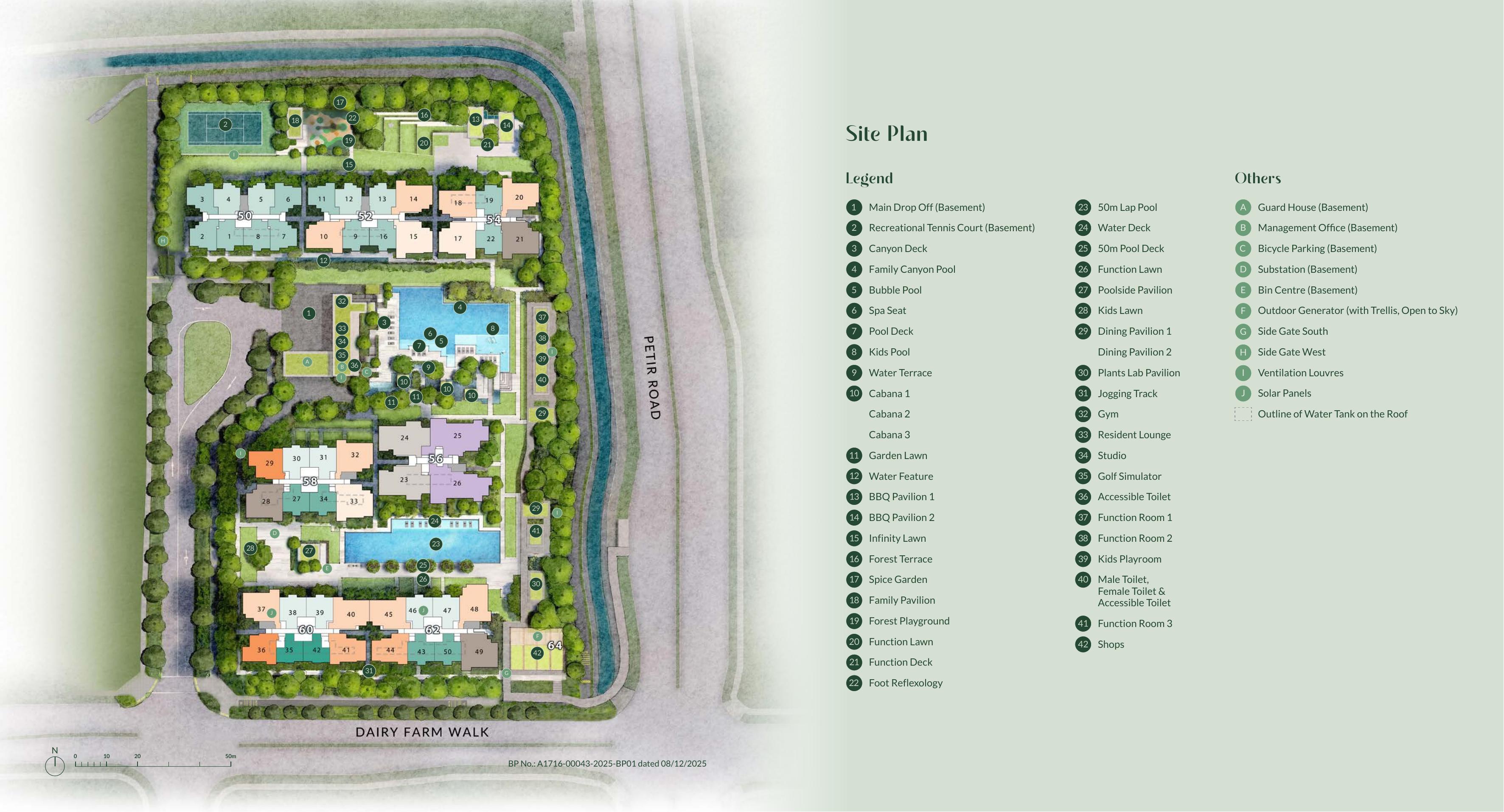 Narra Residences site plan and complete facilities legend