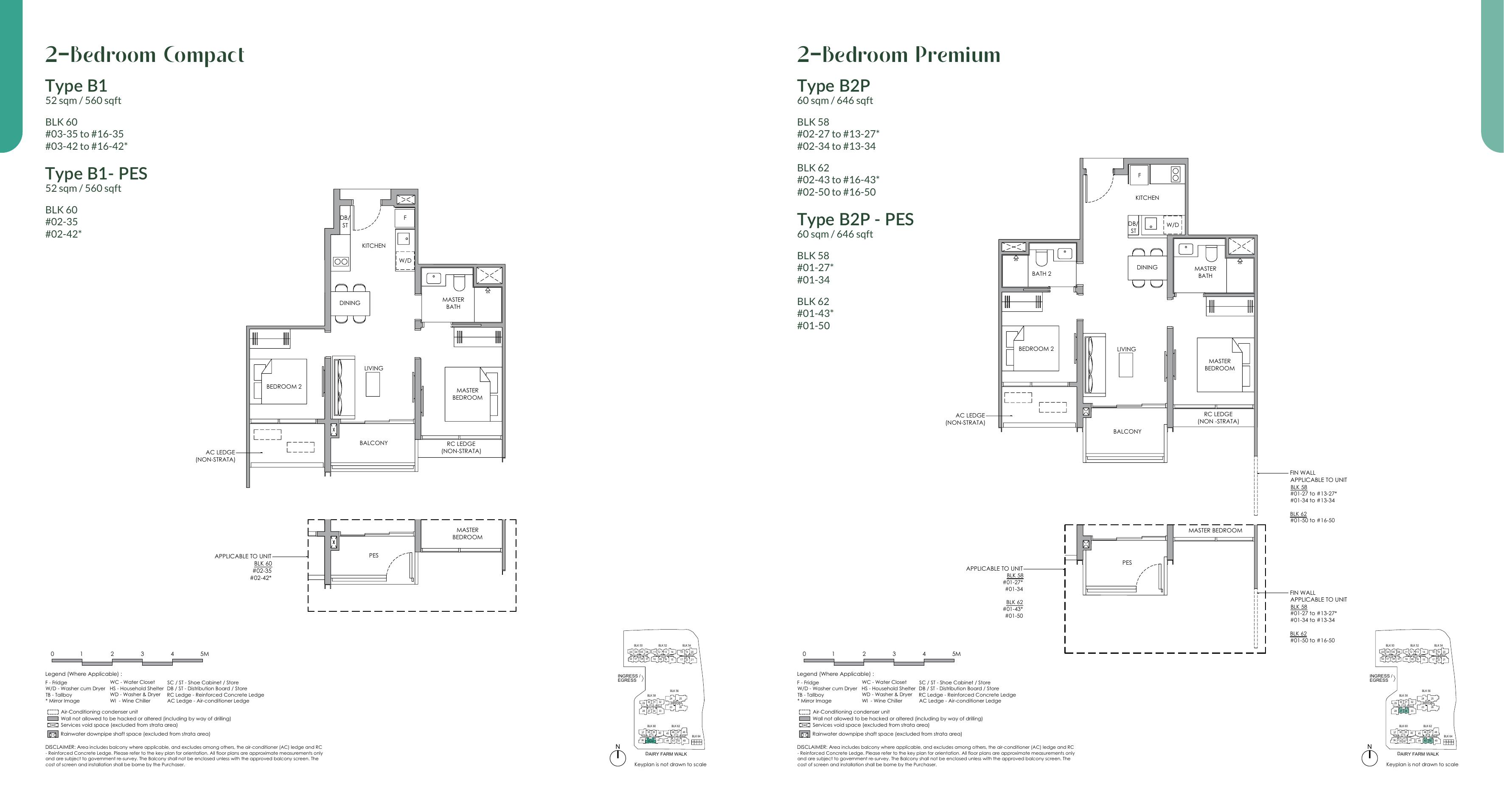 Narra Residences 2 Bedroom Compact & Premium · B1 / B2P floor plan