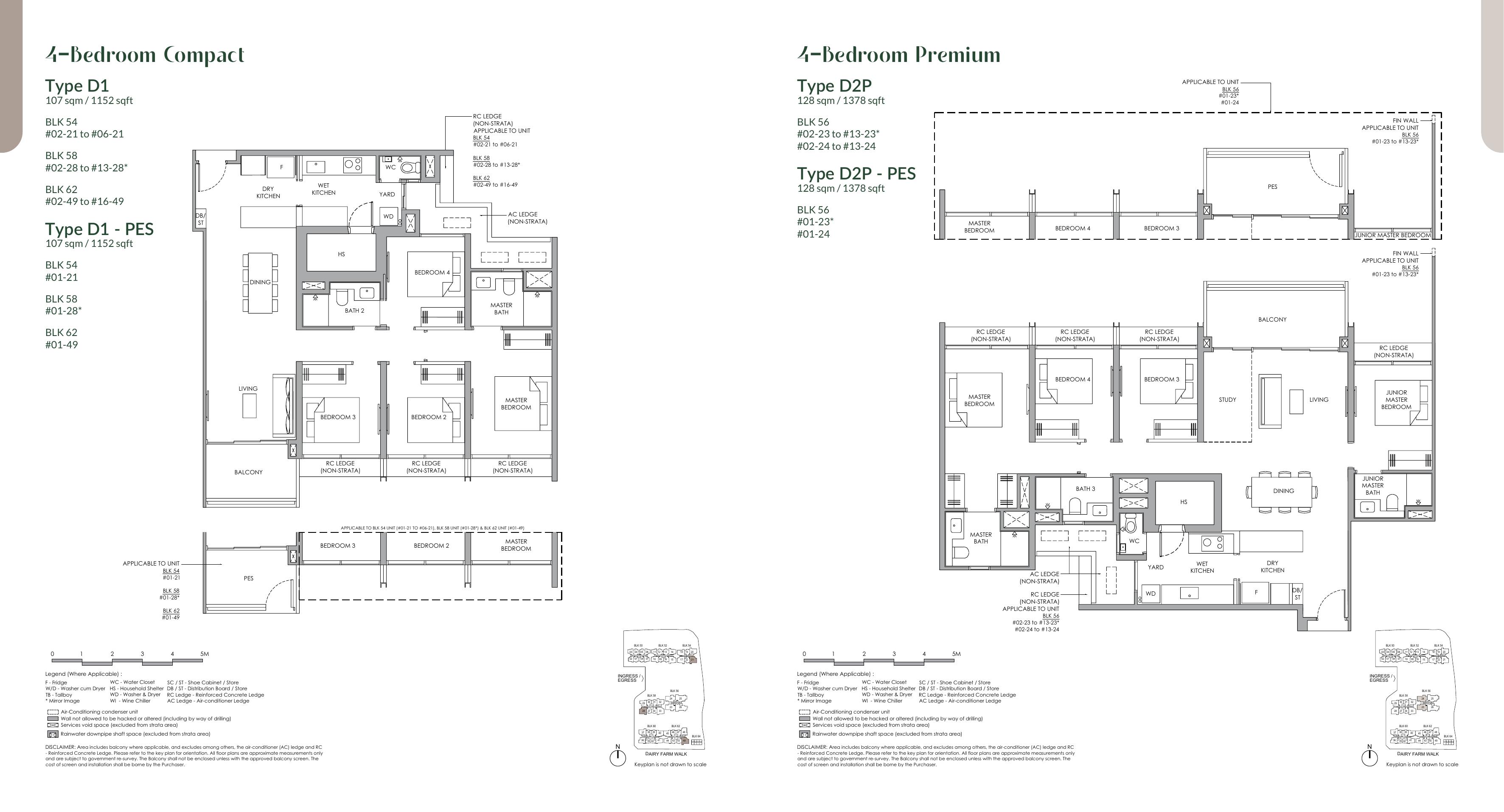 Narra Residences 4 Bedroom Compact & Premium · D1 / D2P floor plan